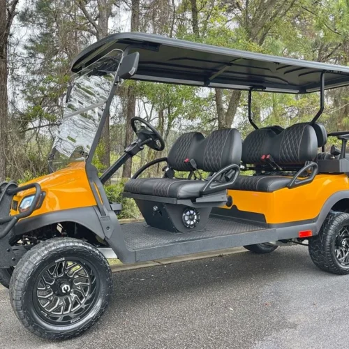 Orange 6 Passenger Gas Club Car with Bluetooth Audio System